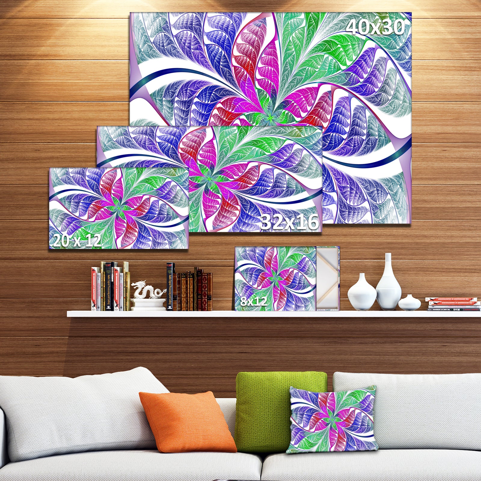 Flower-like Fractal Stained Glass - Abstract Wall Art Canvas