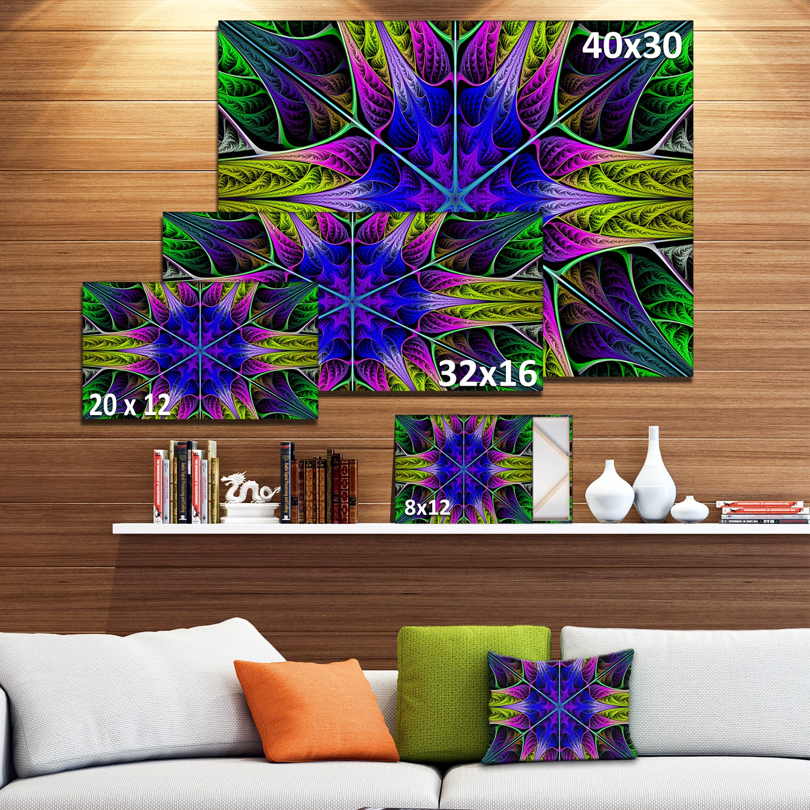 Star-Shaped Blue Stained Glass - Abstract Wall Art on Canvas