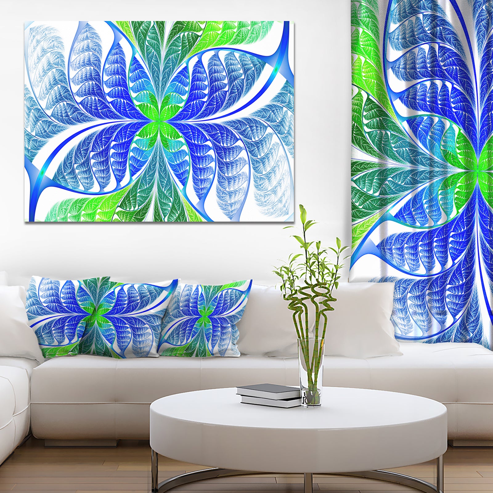 Green Blue Fractal Glass Texture - Abstract Wall Art on Canvas