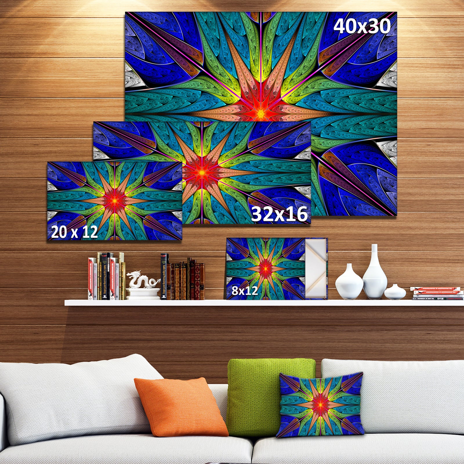 Budding Fractal Colorful Flower - Abstract Wall Art on Canvas