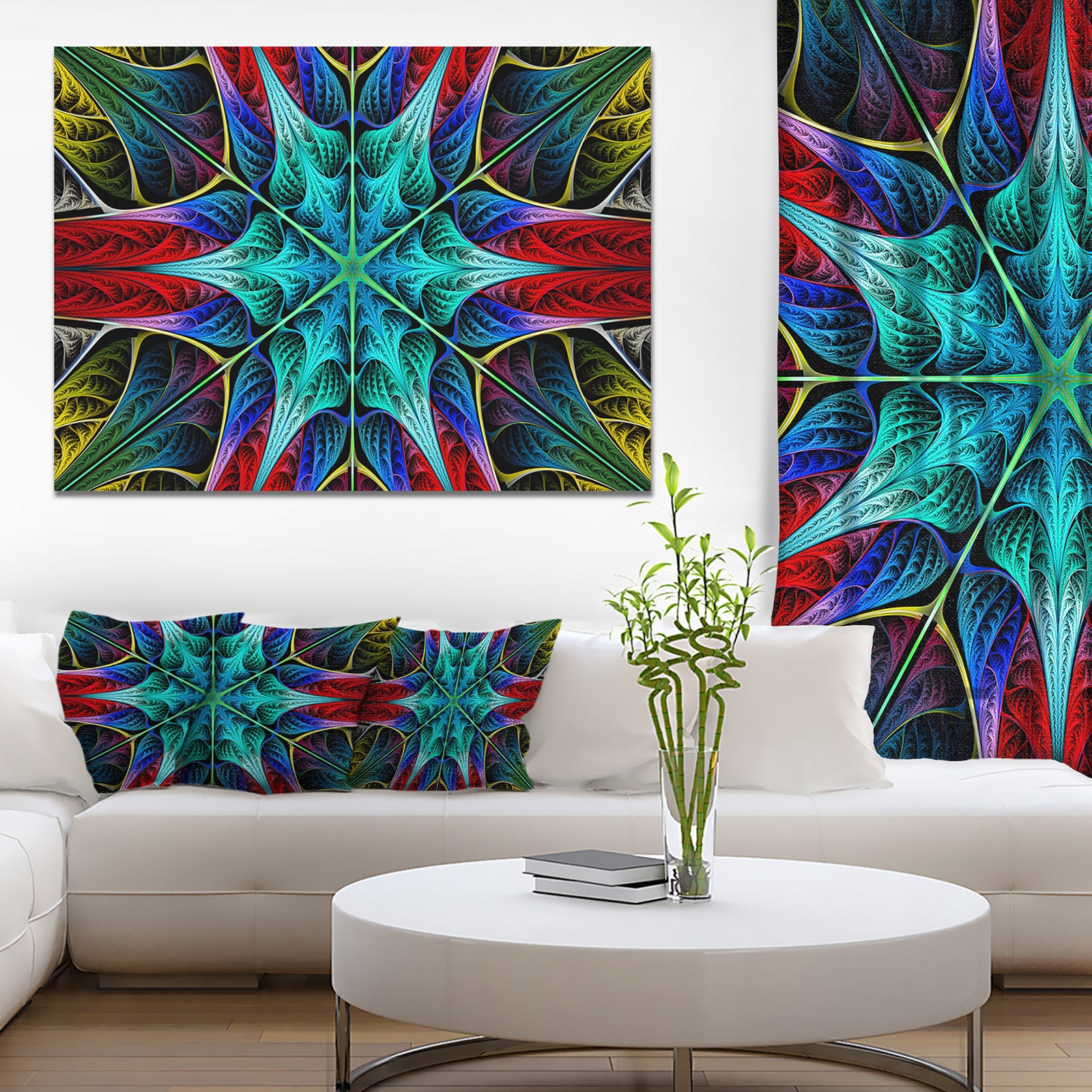 Glowing Fractal Flower Layers - Abstract Wall Art on Canvas