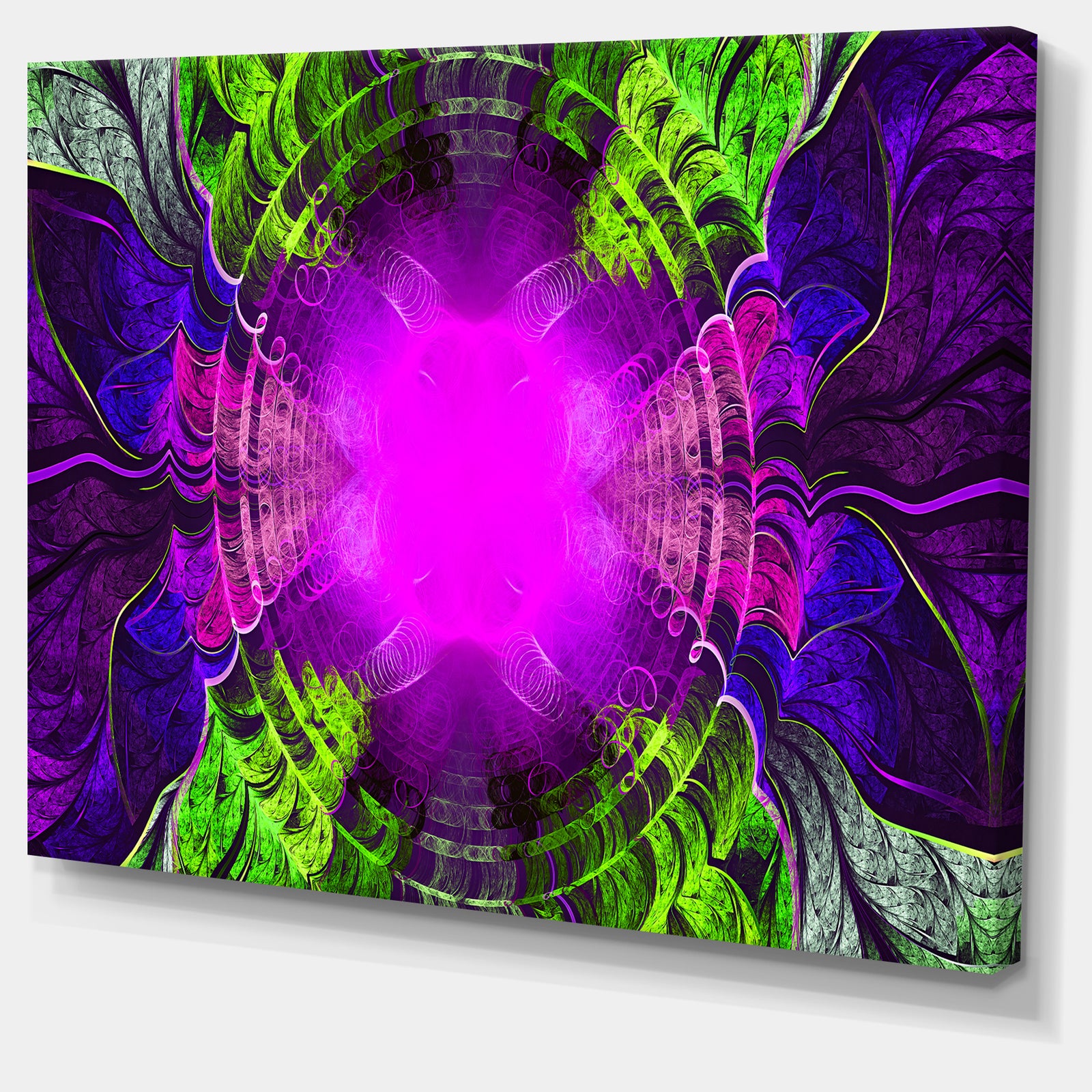 Pink Fractal Circles and Curves - Abstract Wall Art on Canvas