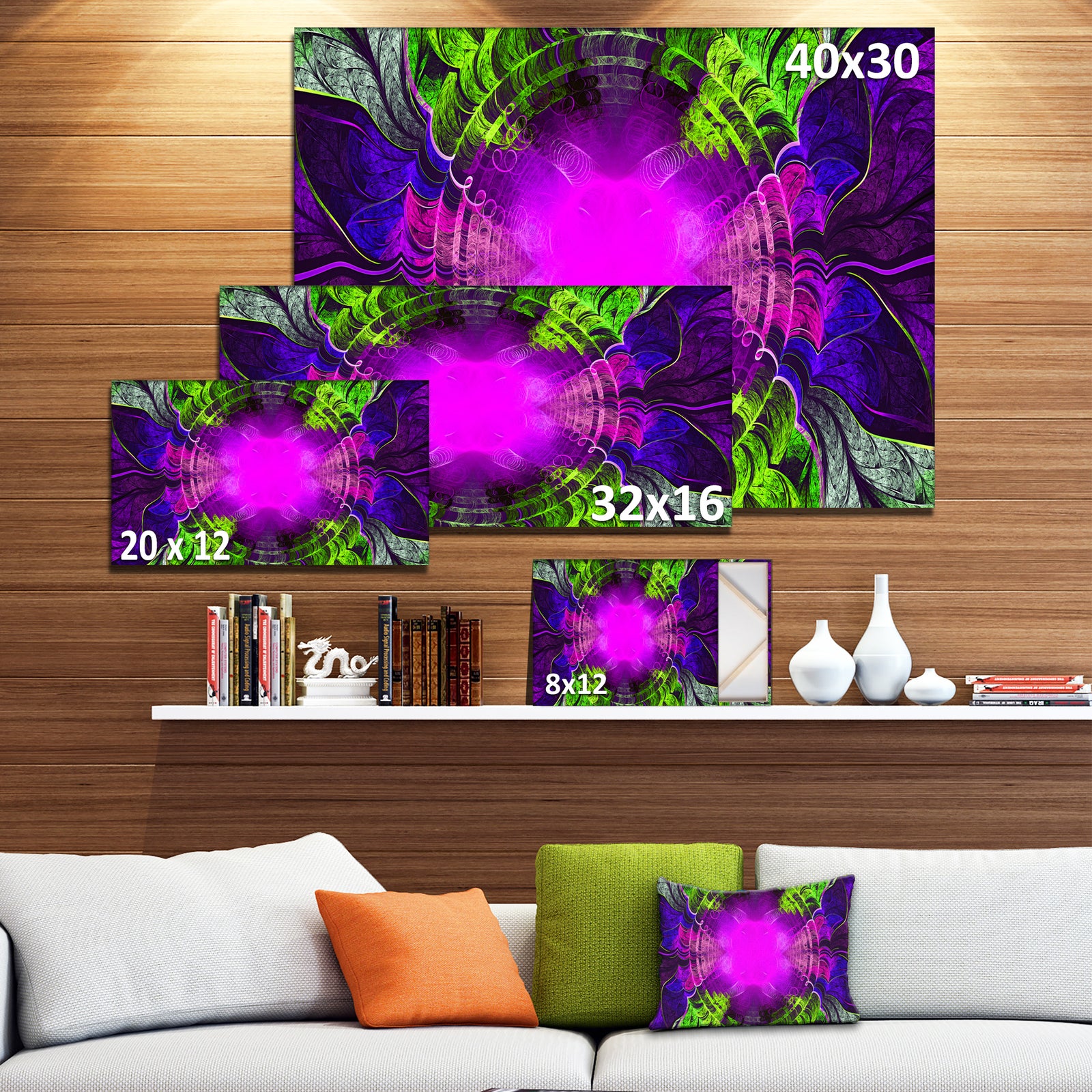 Pink Fractal Circles and Curves - Abstract Wall Art on Canvas