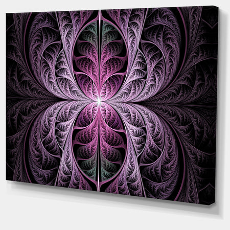 Purple Glowing Fractal Stained Glass - Large Wall Art on Canvas