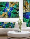 Blue Green Fractal Flower Petals - Large Wall Art on Canvas