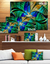 Blue Green Fractal Flower Petals - Large Wall Art on Canvas