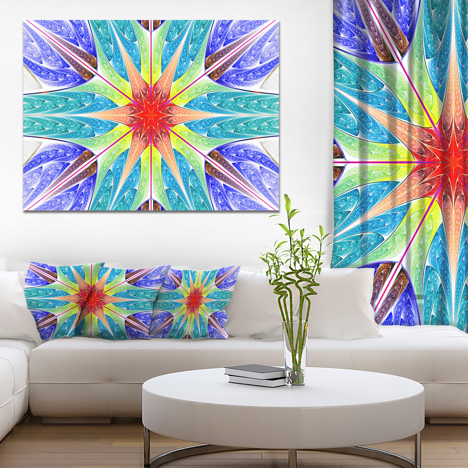 Extraordinary Fractal Blue Design - Large Wall Art on Canvas
