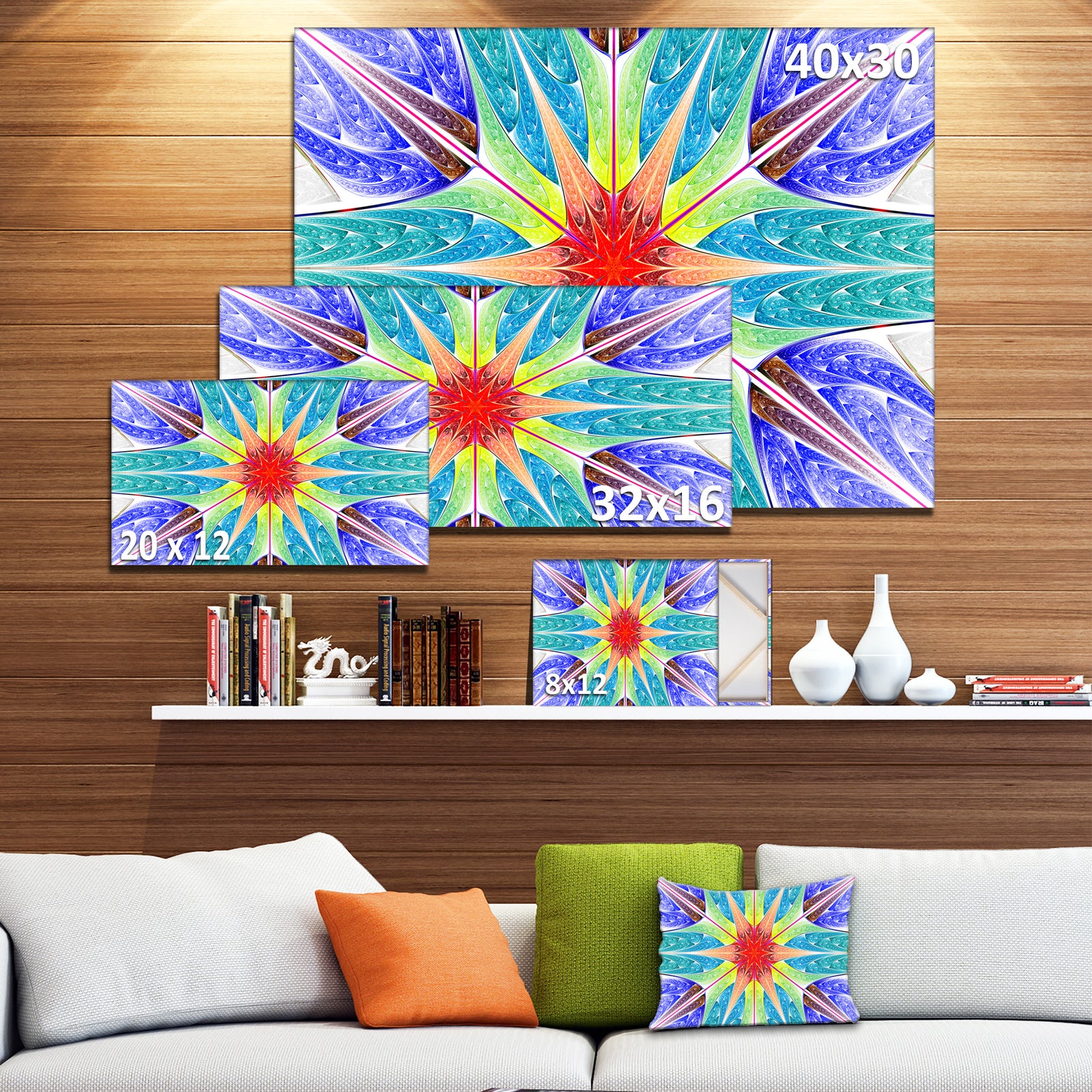 Extraordinary Fractal Blue Design - Large Wall Art on Canvas