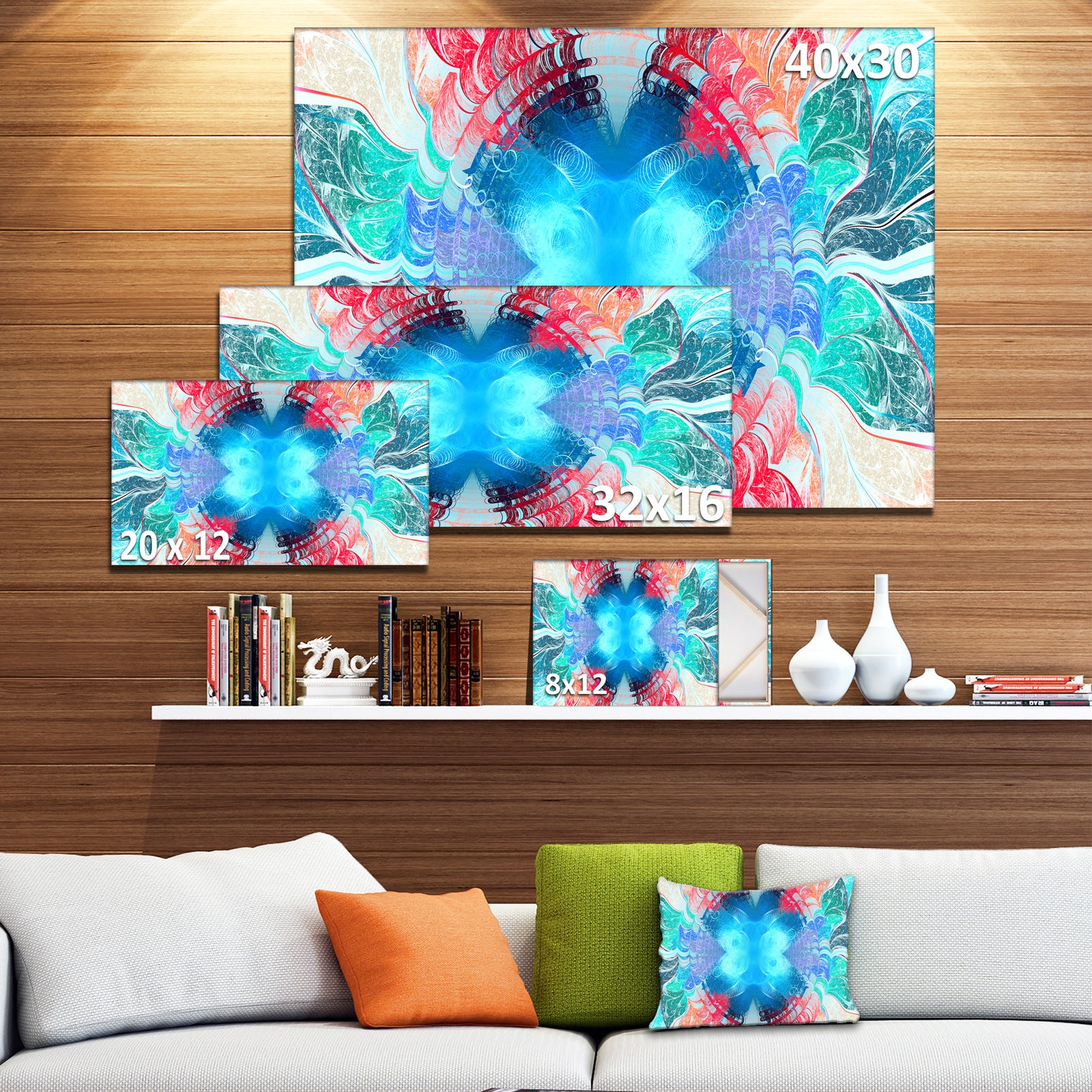 Extraordinary Fractal Blue Texture - Large Wall Art on Canvas