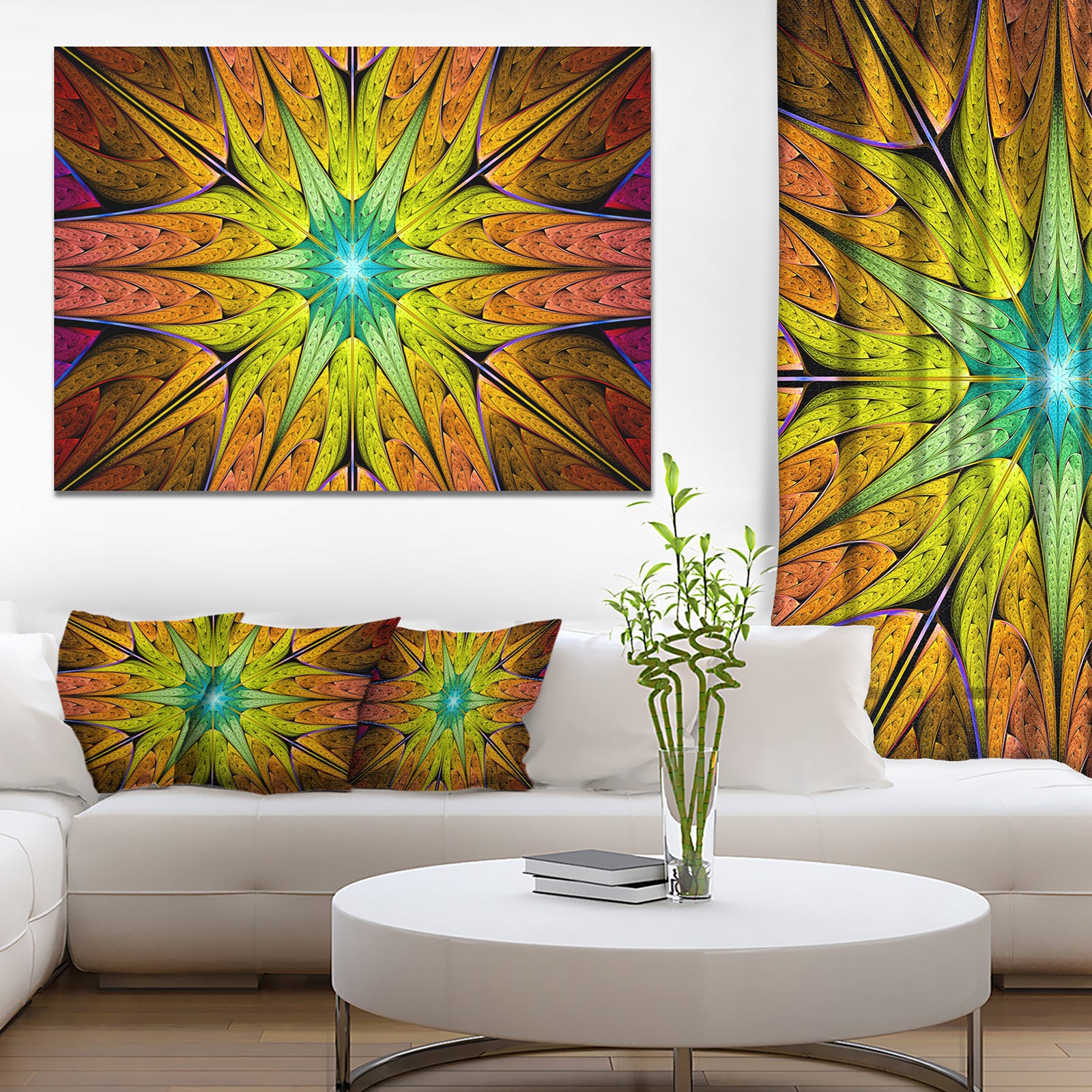 Extraordinary Fractal Yellow Design - Large Wall Art on Canvas