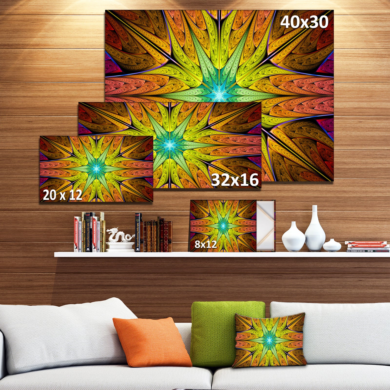Extraordinary Fractal Yellow Design - Large Wall Art on Canvas