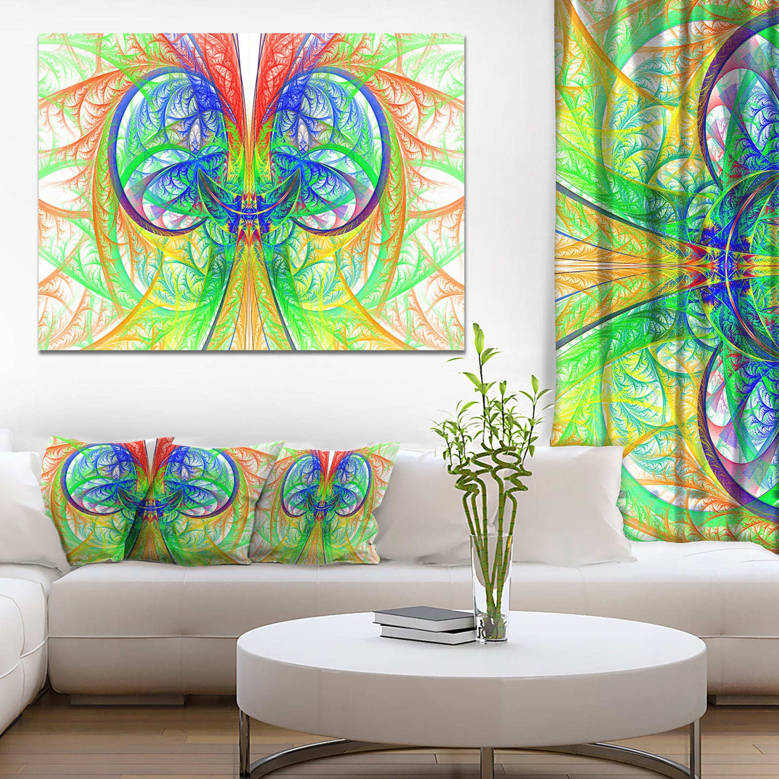 Extraordinary Fractal Green Design - Large Wall Art on Canvas