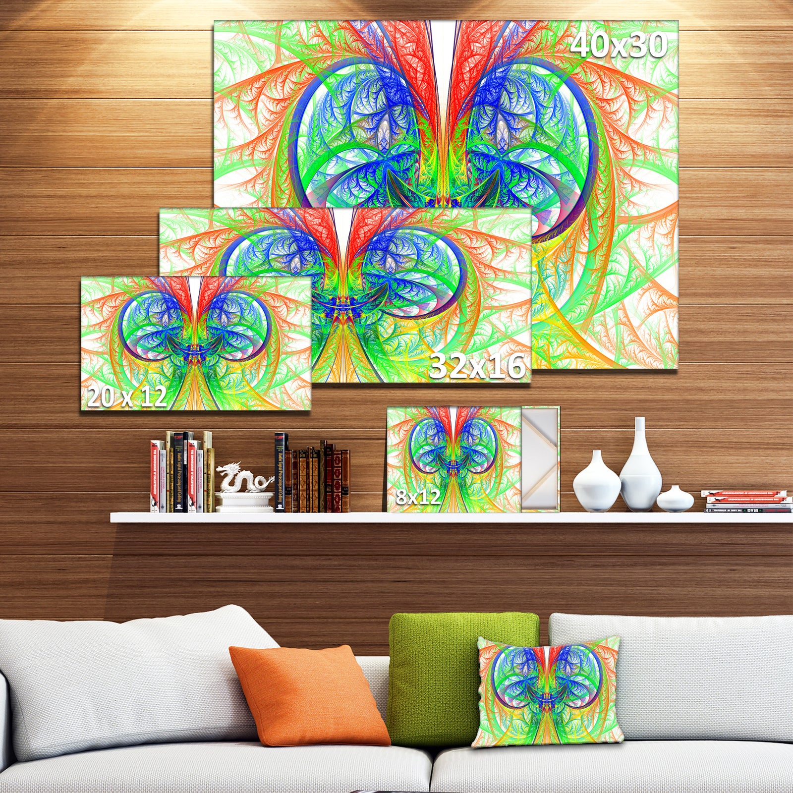 Extraordinary Fractal Green Design - Large Wall Art on Canvas