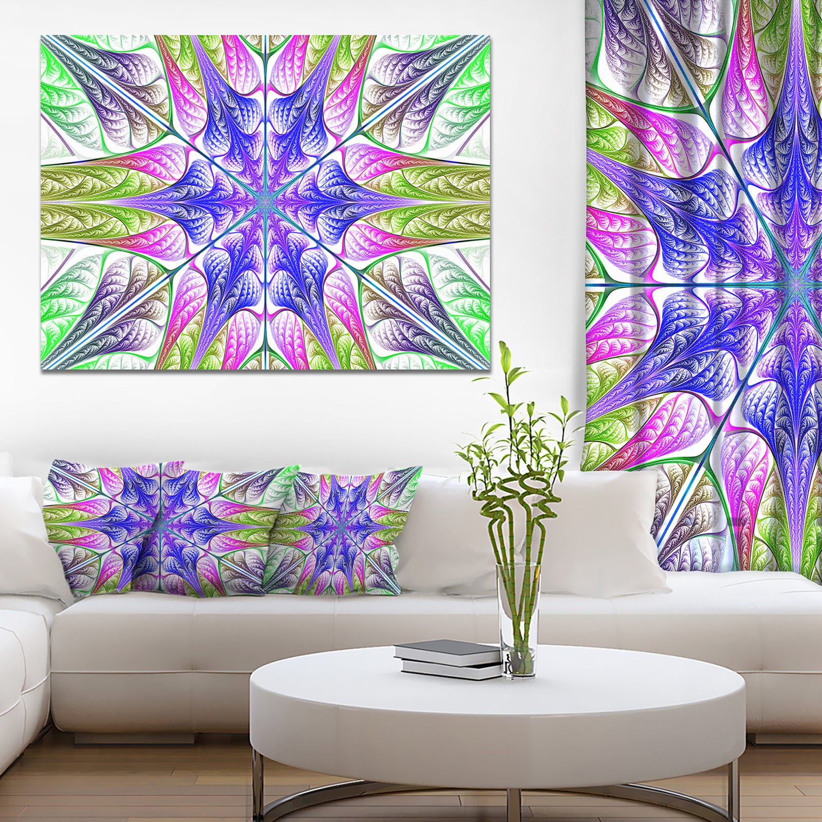 Extraordinary Fractal Light Green Art - Large Wall Art on Canvas