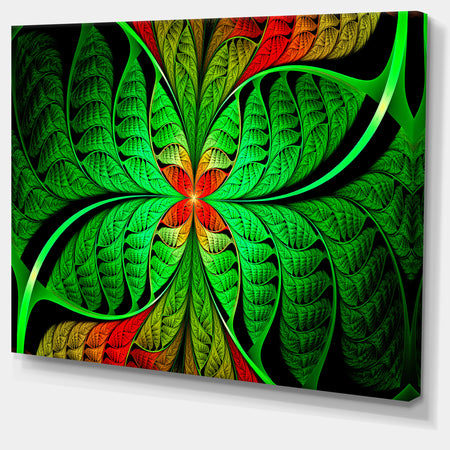Fractal Green Leaf Design - Large Wall Art on Canvas