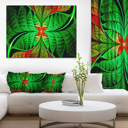 Fractal Green Leaf Design - Large Wall Art on Canvas