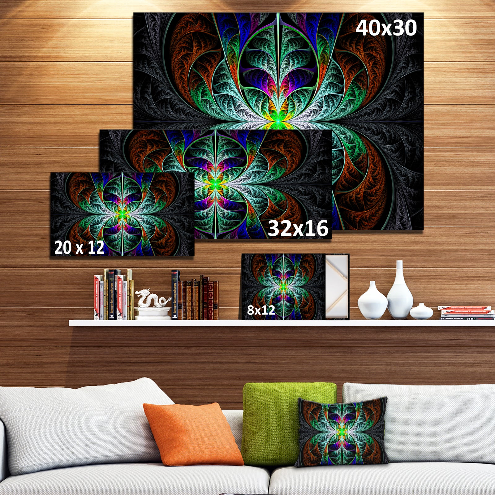 Fabulous Blue Fractal Texture - Large Wall Art on Canvas