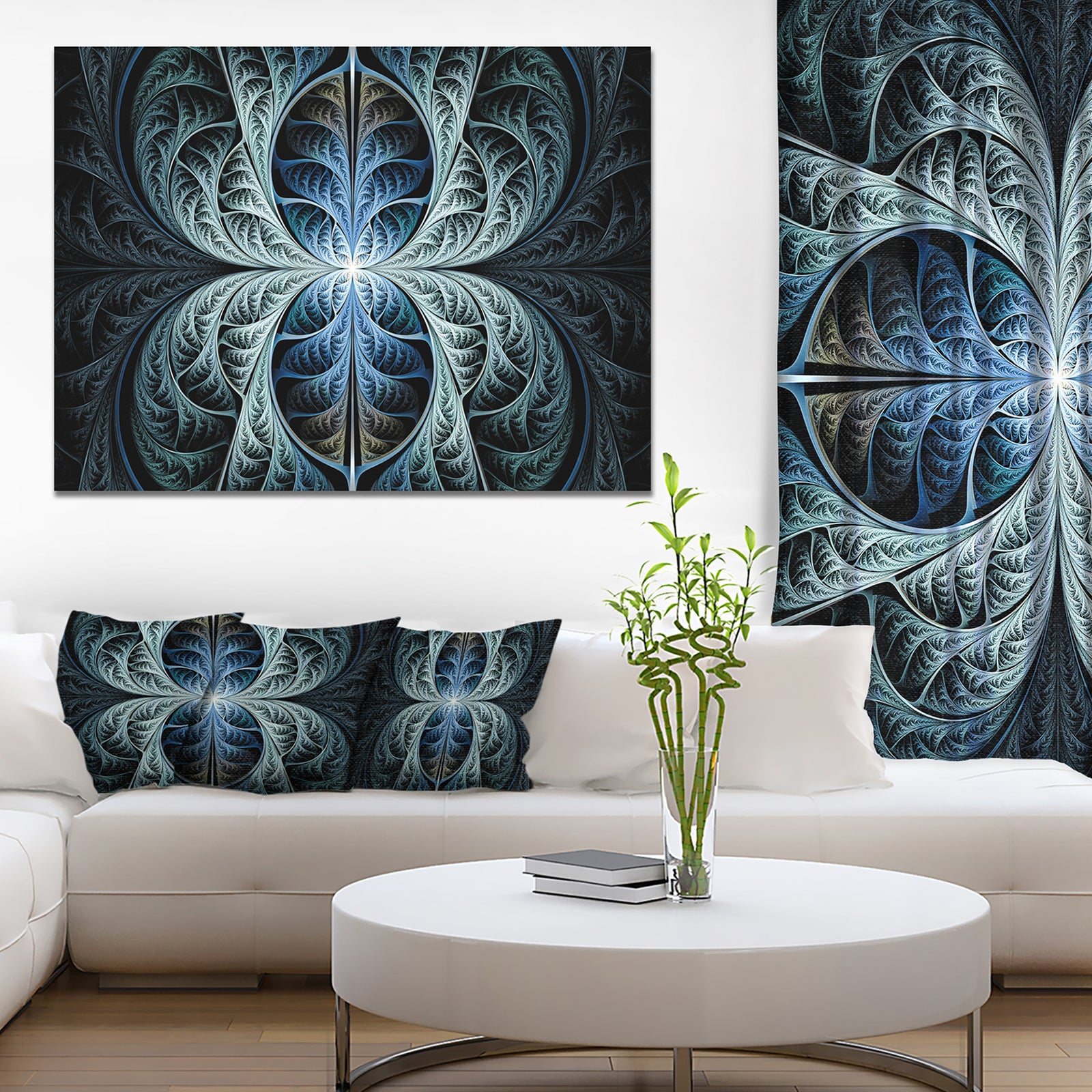 Glowing Blue Fabulous Fractal Art - Large Wall Art on Canvas