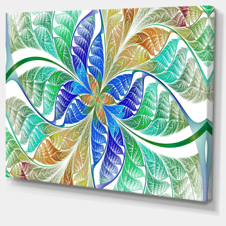 Light Blue Fractal Stained Glass - Large Wall Art on Canvas
