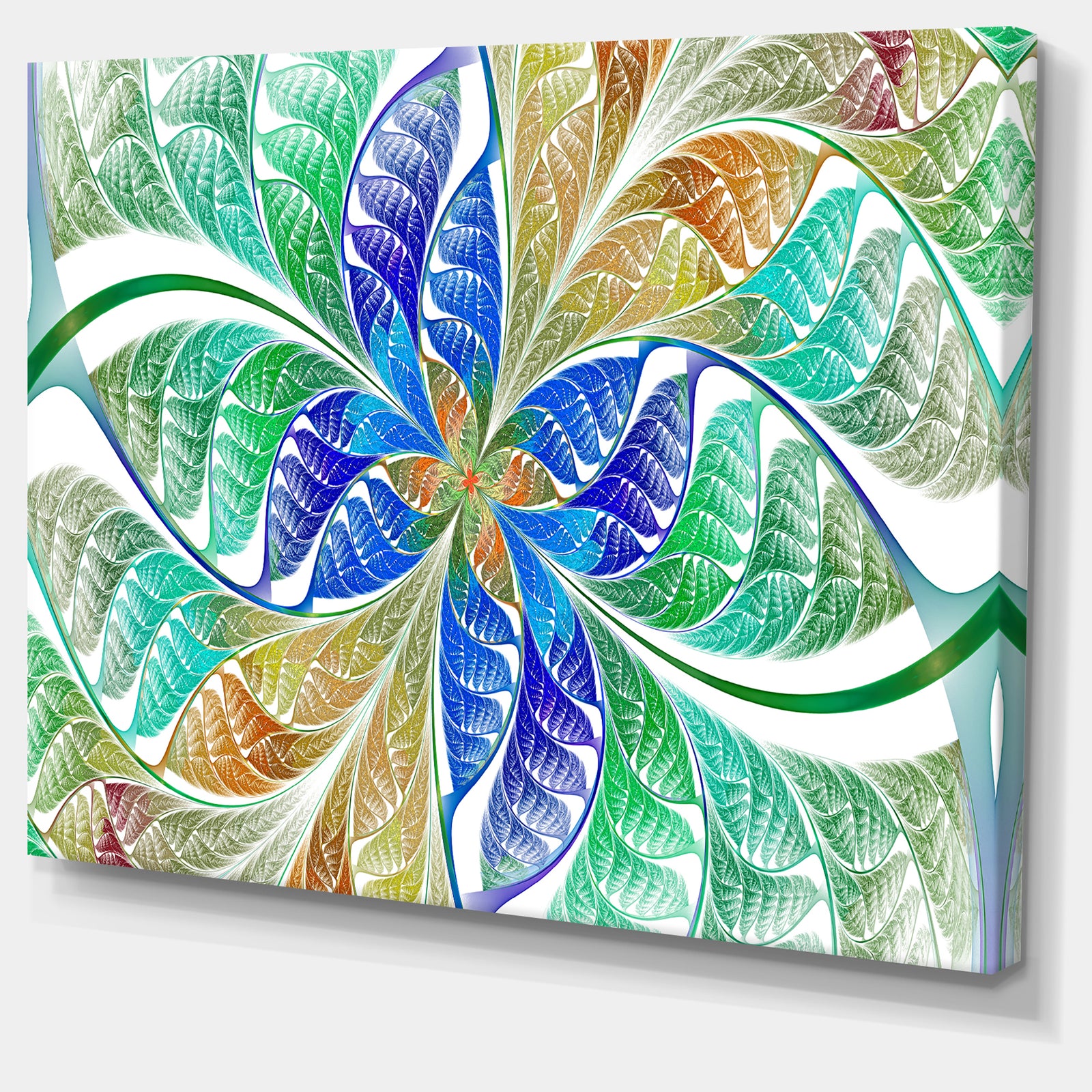 Light Blue Fractal Stained Glass - Large Wall Art on Canvas