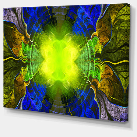 Green Golden Fractal Stained Glass - Large Wall Art on Canvas