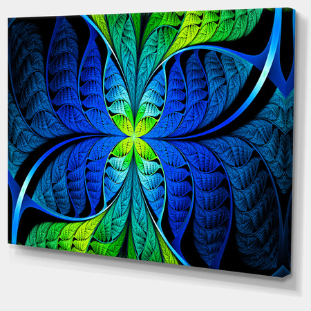 Blue Green Fractal Stained Glass - Large Wall Art on Canvas