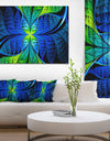 Blue Green Fractal Stained Glass - Large Wall Art on Canvas