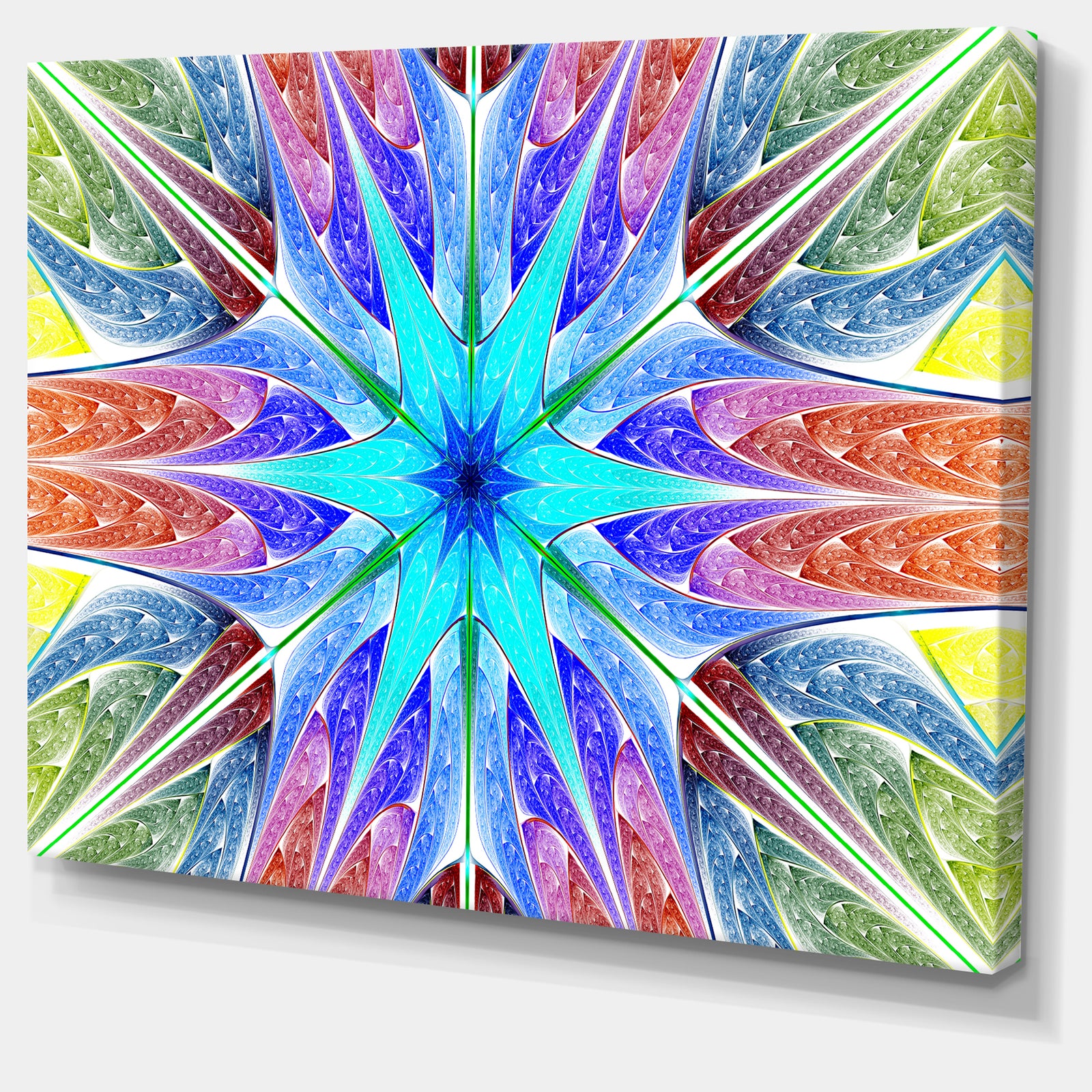 Multi-Color Pink Fractal Stained Glass - Large Wall Art on Canvas