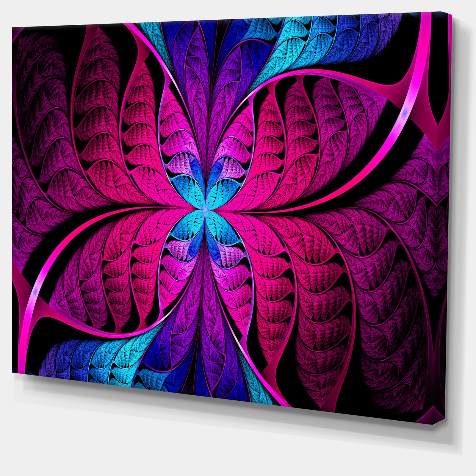 Bright Pink Fractal Stained Glass - Large Wall Art on Canvas