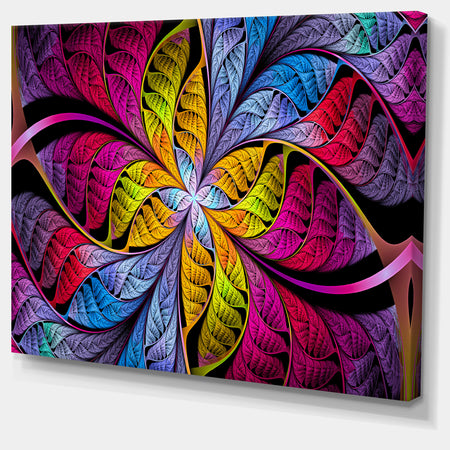 Pink Yellow Fractal Stained Glass - Large Wall Art on Canvas