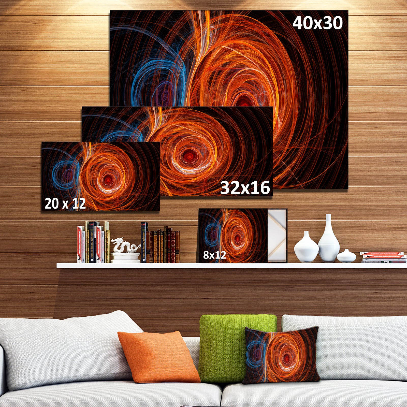 Brown Large Fractal Circles - Large Wall Art on Canvas