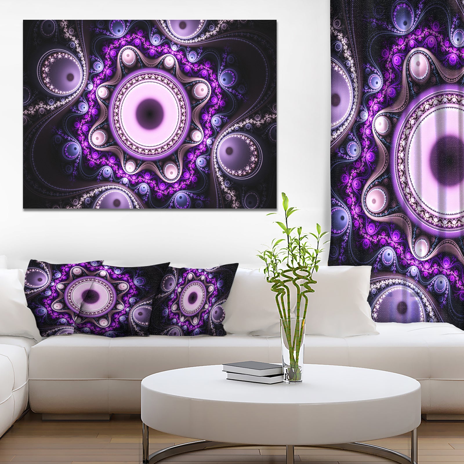 Bright Fractal Circles and Waves - Large Wall Art on Canvas