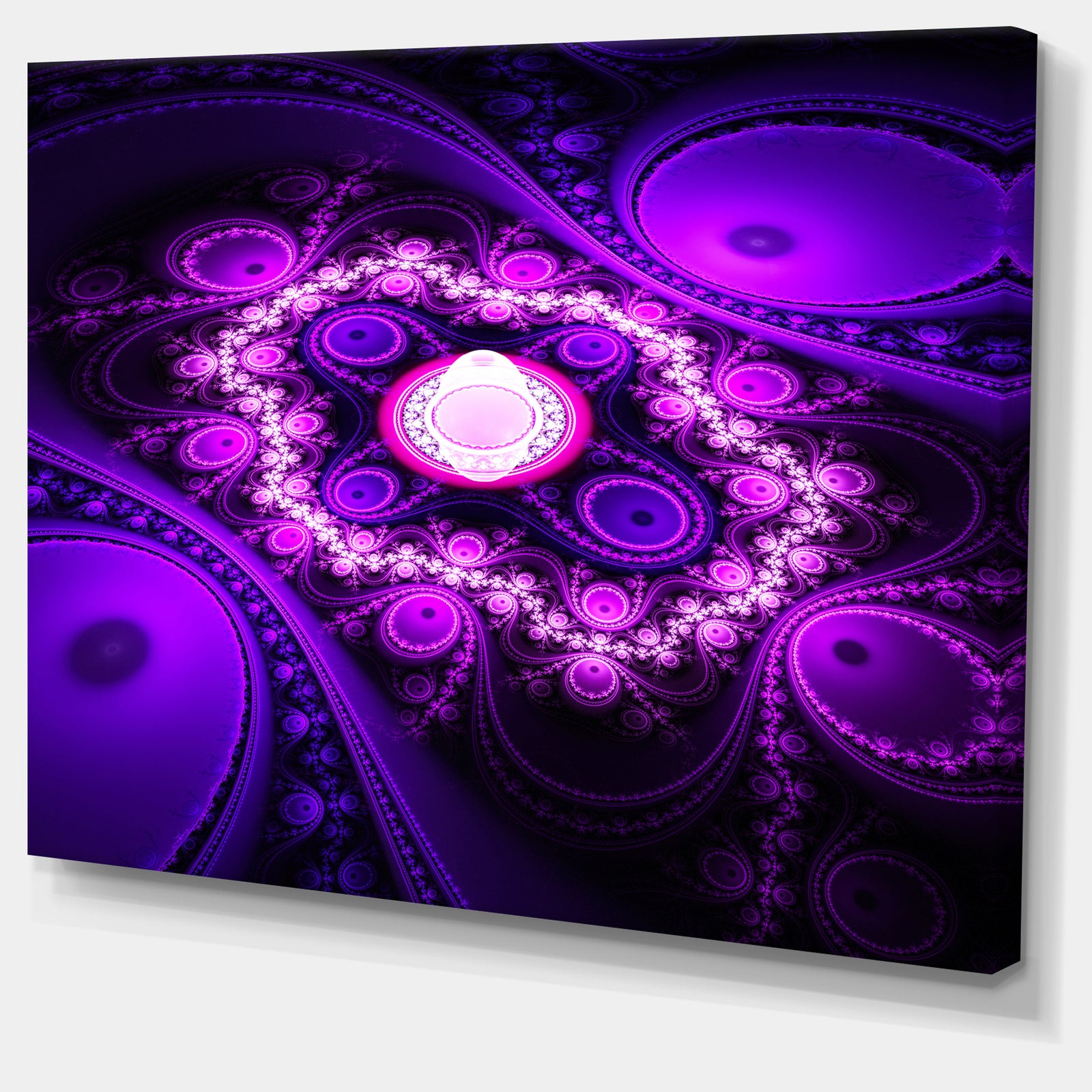 Purple Fractal Circles and Waves - Large Wall Art on Canvas