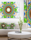 Green Fractal Circles and Waves - Large Wall Art on Canvas