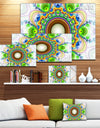 Green Fractal Circles and Waves - Large Wall Art on Canvas