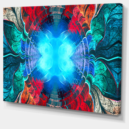Blue Fractal Circles and Waves - Large Wall Art on Canvas