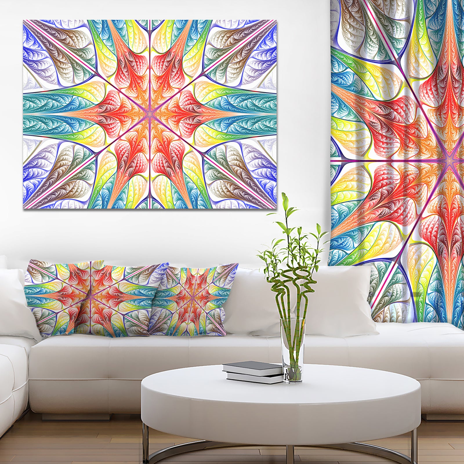 Multi-Color Fractal Circles and Waves - Large Wall Art on Canvas
