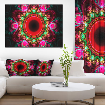 Pink Wavy Curves and Circles - Large Wall Art on Canvas
