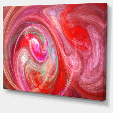 Red Fractal Pattern with Circles - Large Wall Art on Canvas