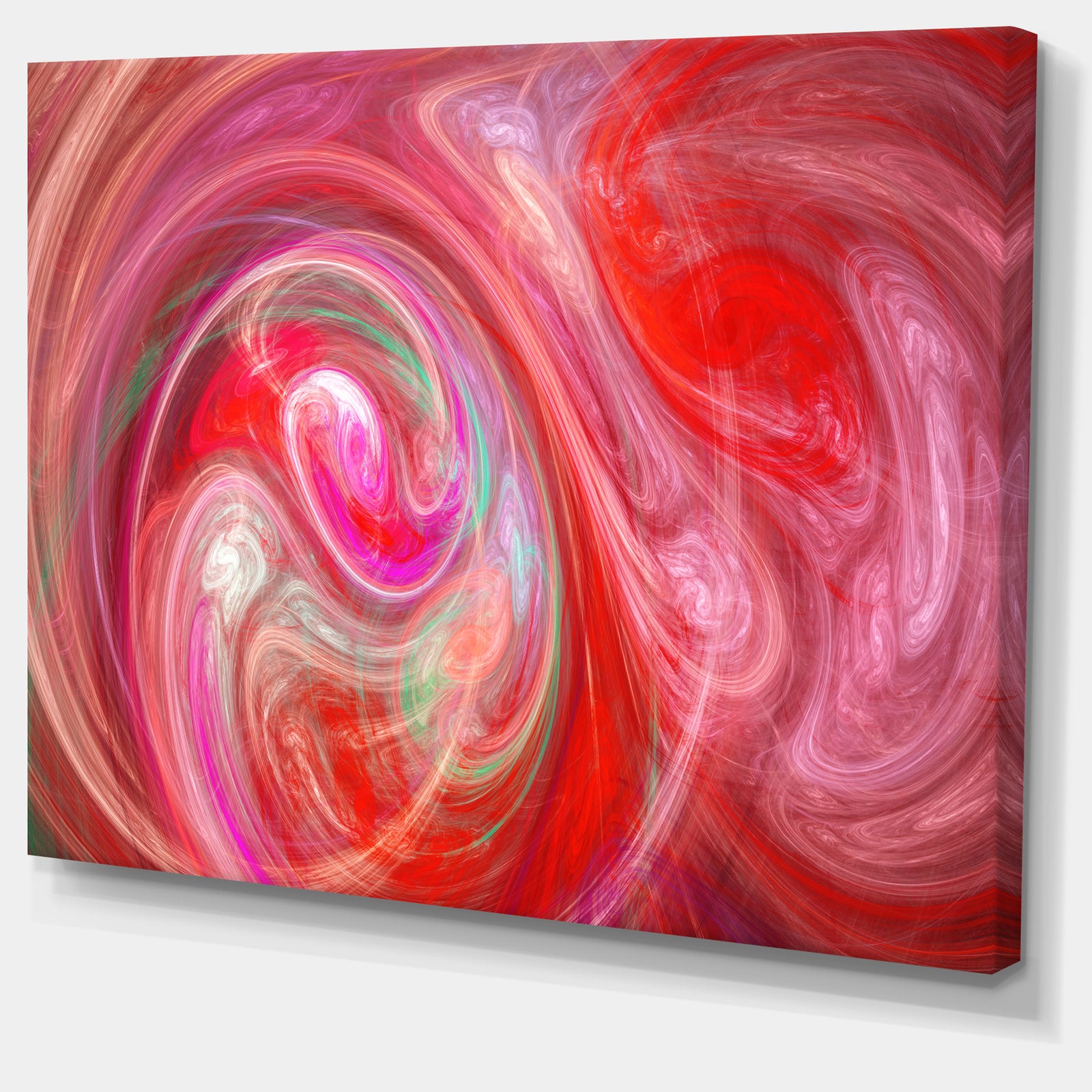 Red Fractal Pattern with Circles - Large Wall Art on Canvas