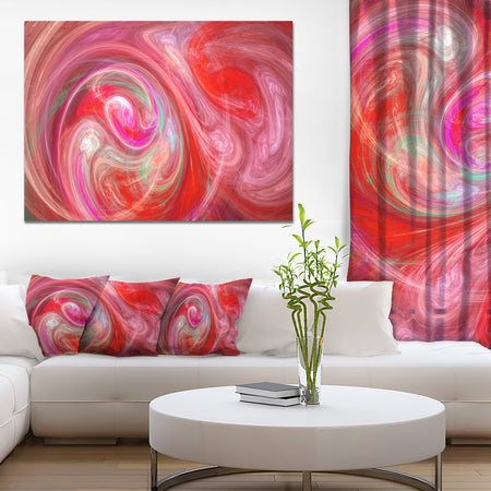 Red Fractal Pattern with Circles - Large Wall Art on Canvas