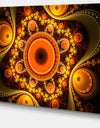 Golden Fractal Pattern with Circles - Large Wall Art on Canvas