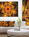 Golden Fractal Pattern with Circles - Large Wall Art on Canvas