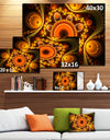 Golden Fractal Pattern with Circles - Large Wall Art on Canvas