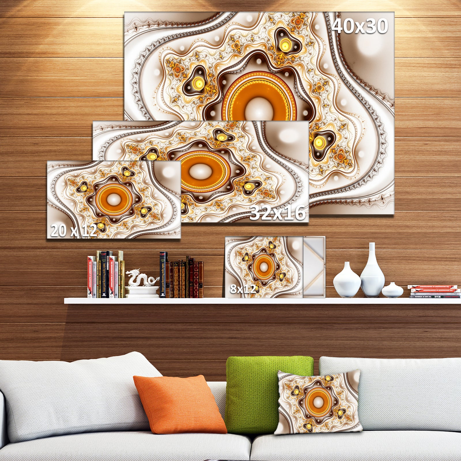 Fractal Circles and Wavy Curves - Large Wall Art on Canvas