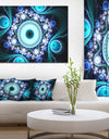 Turquoise Fractal Pattern with Circles - Large Wall Art on Canvas