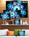 Turquoise Fractal Pattern with Circles - Large Wall Art on Canvas