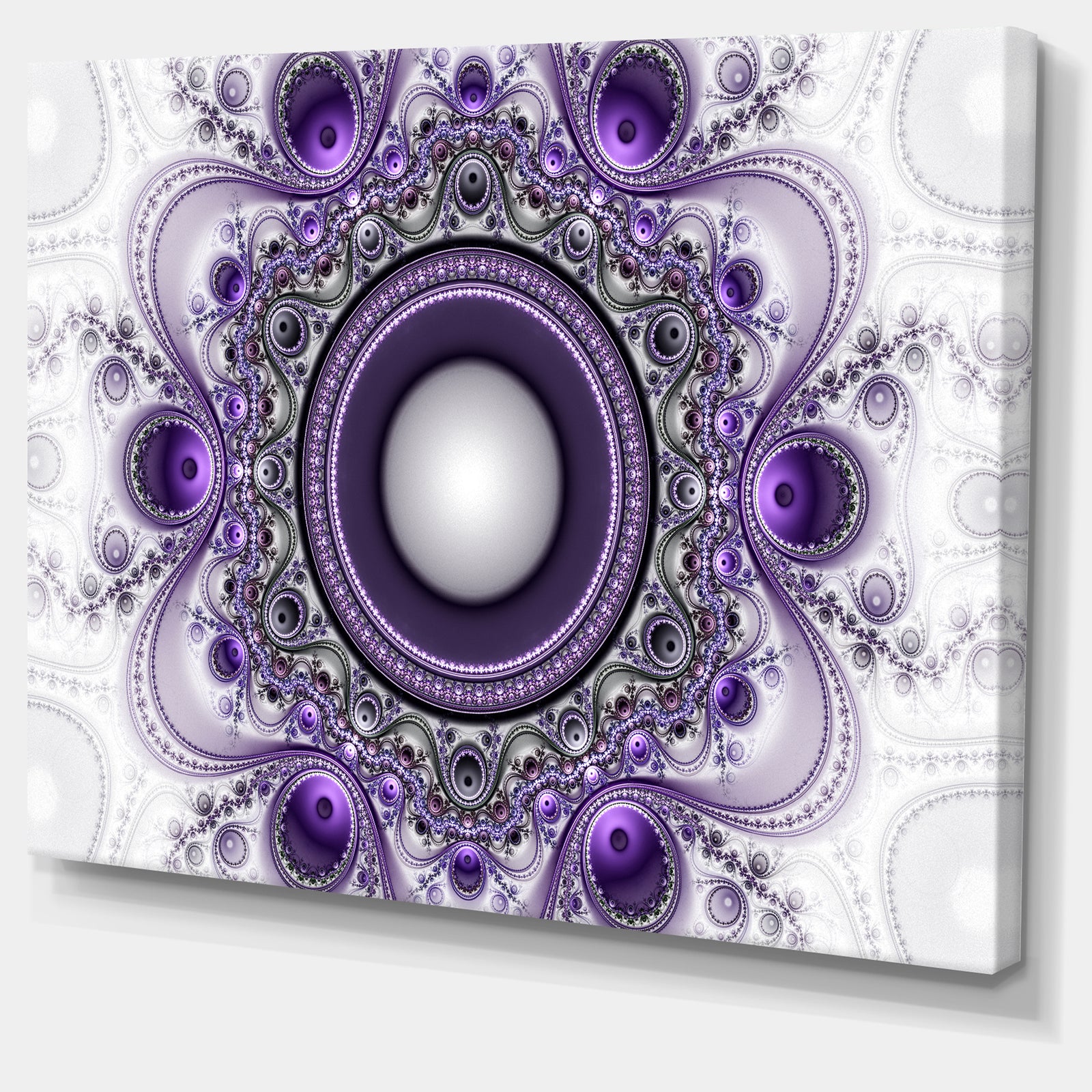 Purple Fractal Pattern with Circles - Large Wall Art on Canvas