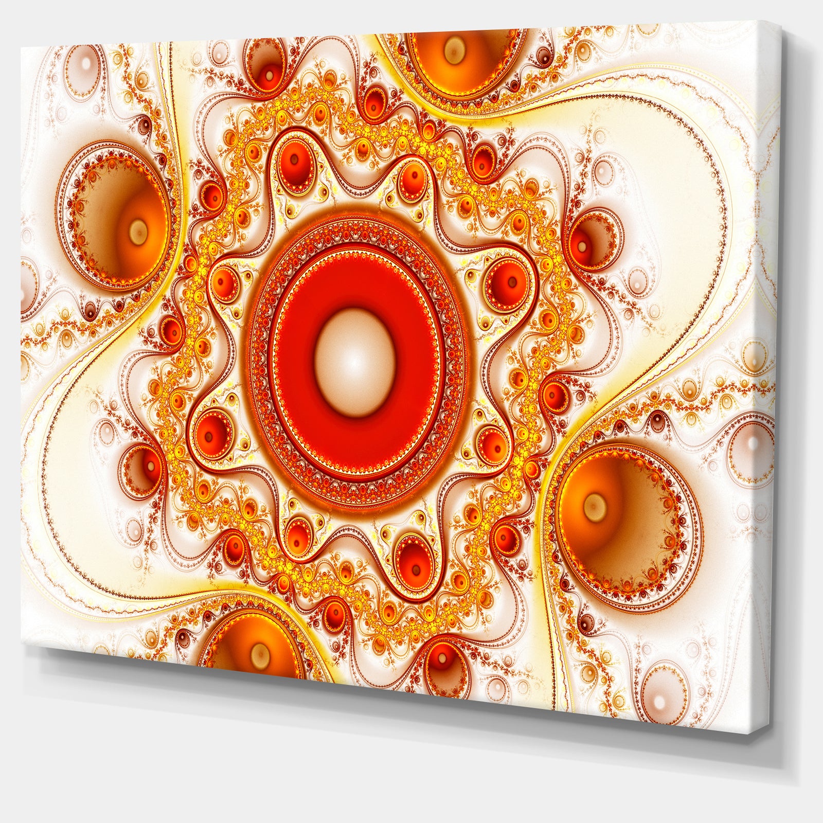Orange Fractal Pattern with Circles - Large Wall Art on Canvas