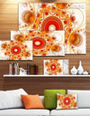 Orange Fractal Pattern with Circles - Large Wall Art on Canvas